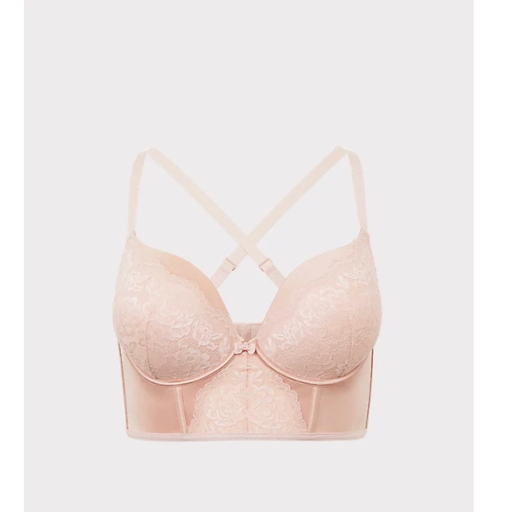 torrid light pink microfiber push up plunge bra